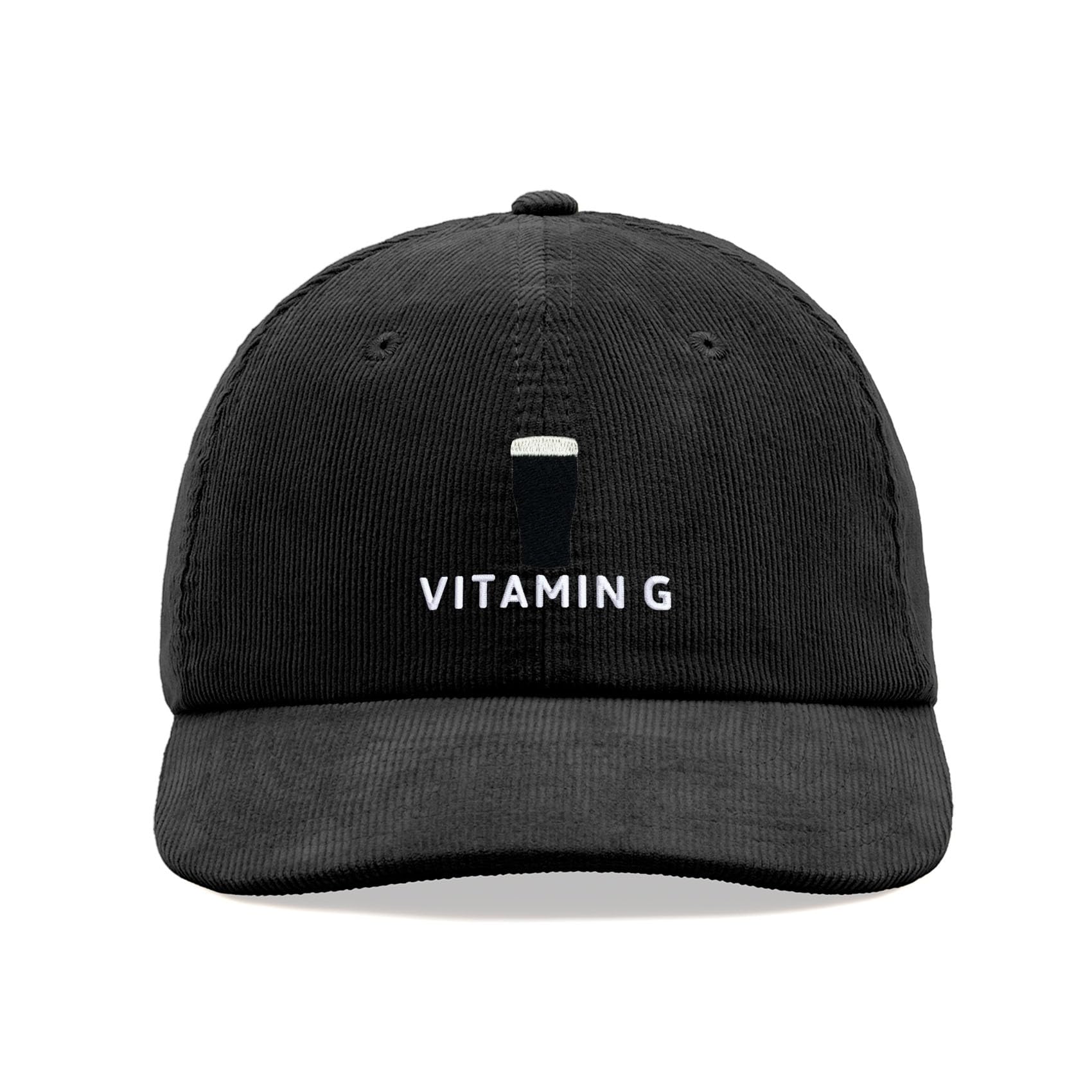Vitamin G Corduroy Baseball Cap Vintage Unisex Dad Hat Adjustable Beer Stout Drinker Black
