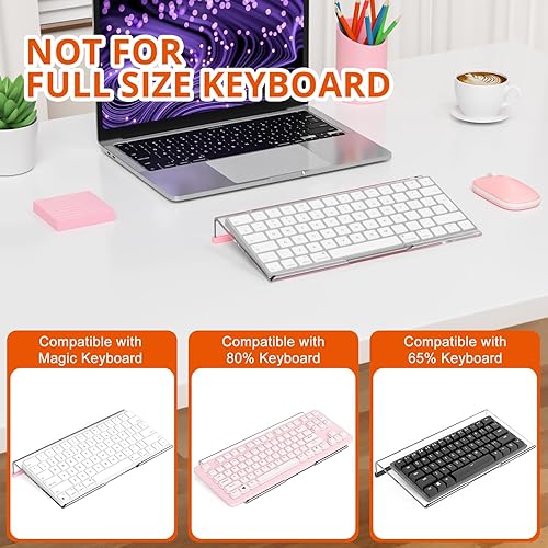 Miniatura 7 de Richboom Soporte de teclado de computadora para escritorio, 11.8 pulgadas, pequeño elevador de teclado acrílico transparente, 78 teclas, elevador de