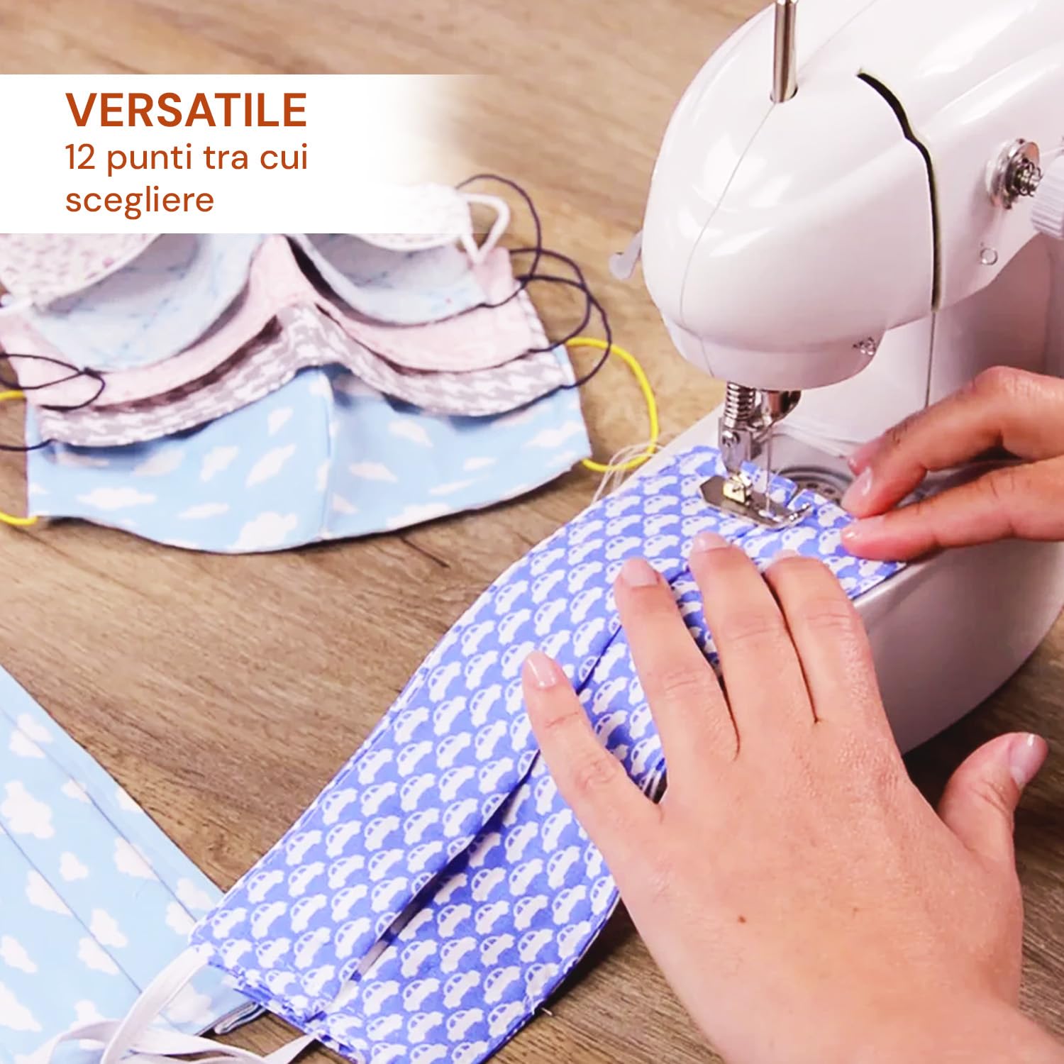 Avilia Macchina da Cucire Piccola Compatta con 12 Punti e Accessori - Ideale per chi ha Vuole Imparare a Cucire o per Riparazioni Rapide - con 2 Velocità Regolabili, Leggera e Salvaspazio