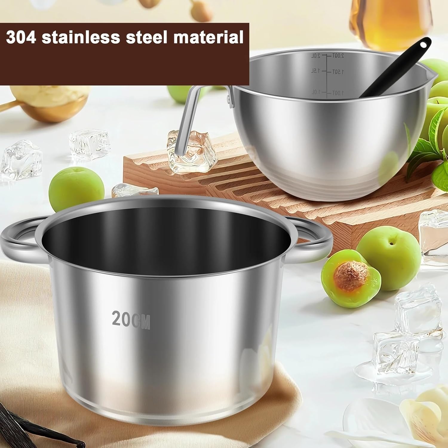 Stainless Steel Double Boiler Pot Melting Bowl Double Boiler Pot Set with Silicone Spatula 1.82QT Chocolate Melting 2.54QT Stainless Steel for