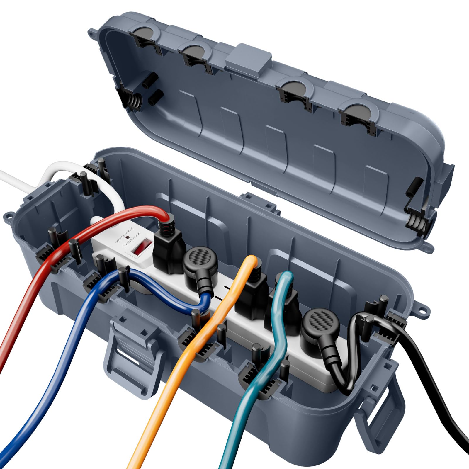 Restmo Compact Outdoor Extension Cord Cover, IP54 Waterproof Box and Safety Housing Case, Ideal to Protect Outdoor Plugs, Electrical Connections, Holiday Decoration Lights, Size Medium, Gray