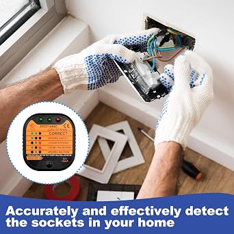 Socket Tester UK 220-250V Circuit Polarity Voltage Detector with LCD Display RCD GFCI Function Portable Automatic Mains Outlet Wiring Leakage Current Tester for Fault Detection Power Polarity Testing