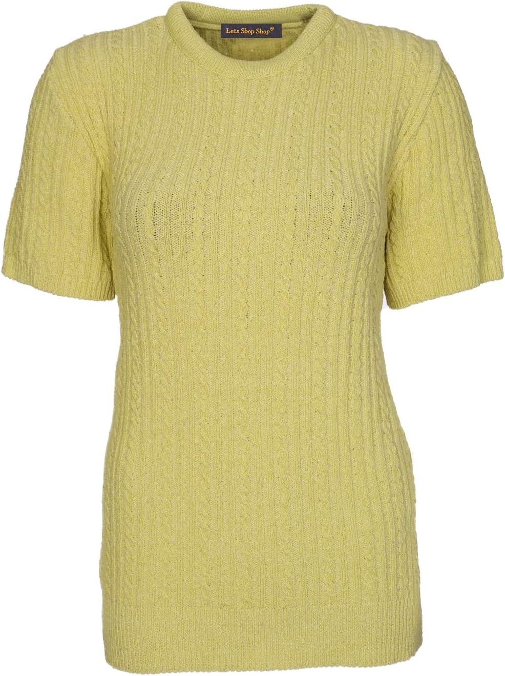 Womens Cable Knit Short Sleeves Jumpers Ladies Classic Knitwear Half Sleeves Sweater Pullover T Shirt Blouse Top Size 10 12 14 16 18