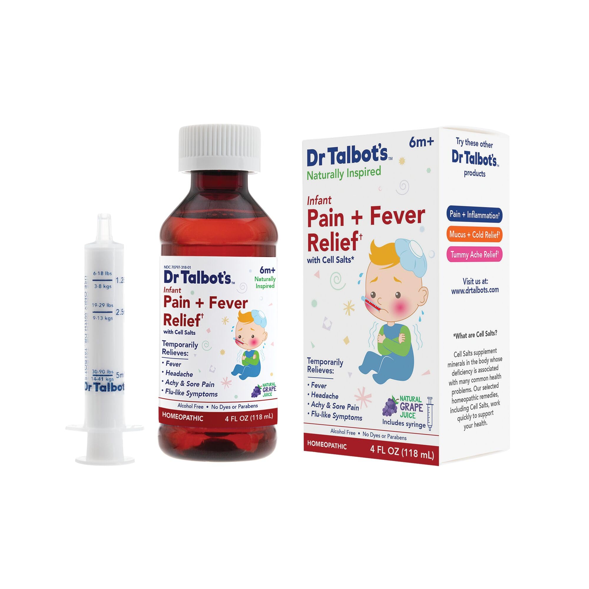 Infant Pain and Fever Relief Liquid Medicine - 4 fl oz - 6+ Months - Grape Juice Flavor - No Alcohol, Dyes, or Parabens - Baby Essentials