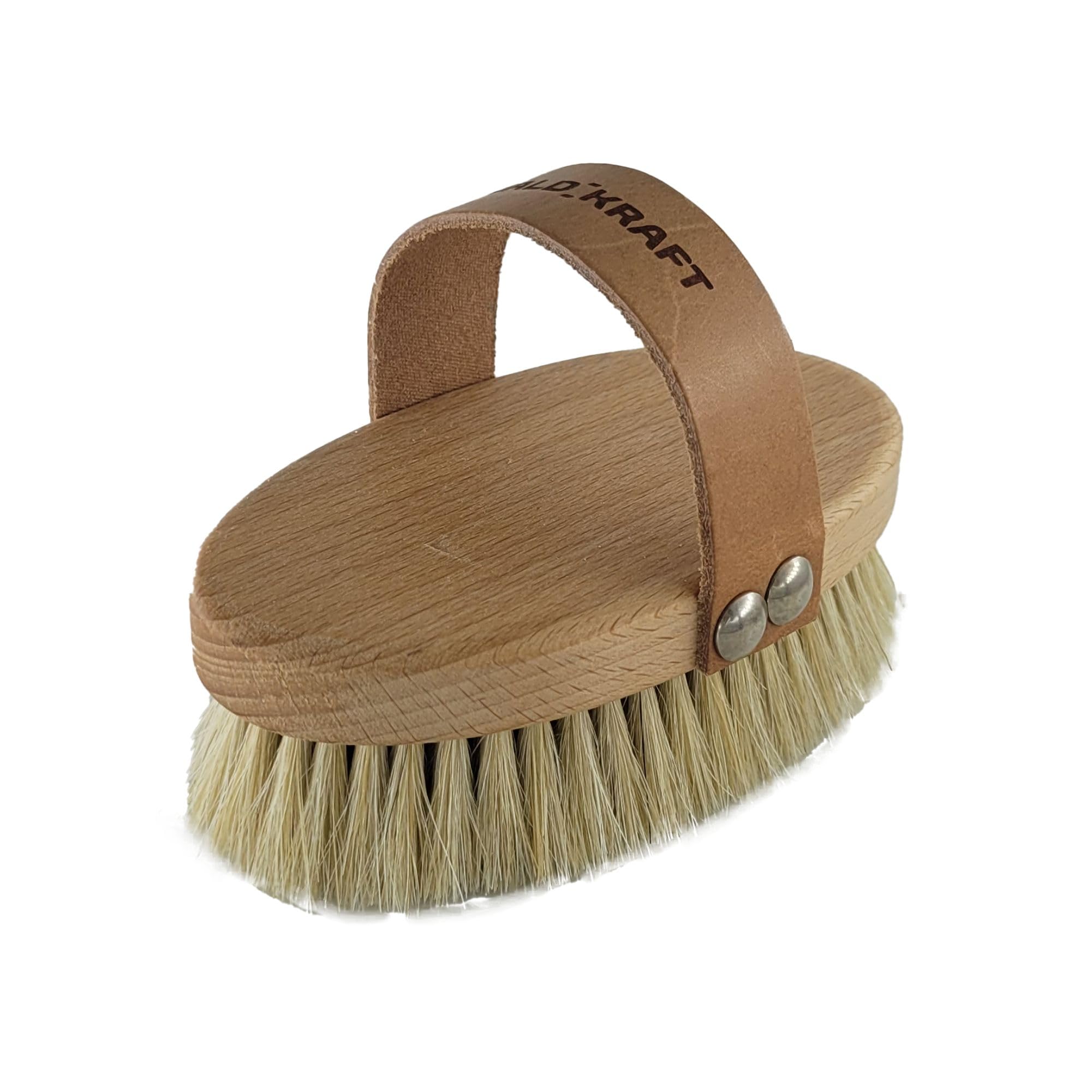 Energy - Cepillo iónico para cepillado en seco, madera de haya aceitada con correa de cuero, alambre de cobre ultrafino y pelo de caballo negro, fabricado en Alemania