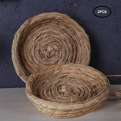 Miniatura 3 de Orgrimmar 2 piezas hechas a mano de base plana tejida a mano nido de pájaro nido de cría de nido de escotilla casa jaula para paloma, paloma, loro,