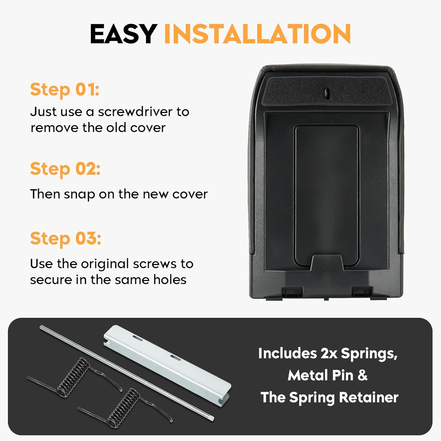 Aeagle Dark Grey Center Console Cover Armrest Lids w/Base for 2001-2006 Silverado, 2002-2006 Cadillac Escalade/Chevy Avalanche, GMC Sierra Yukon XL, 1500 2500, Replace 19127364, 19127366