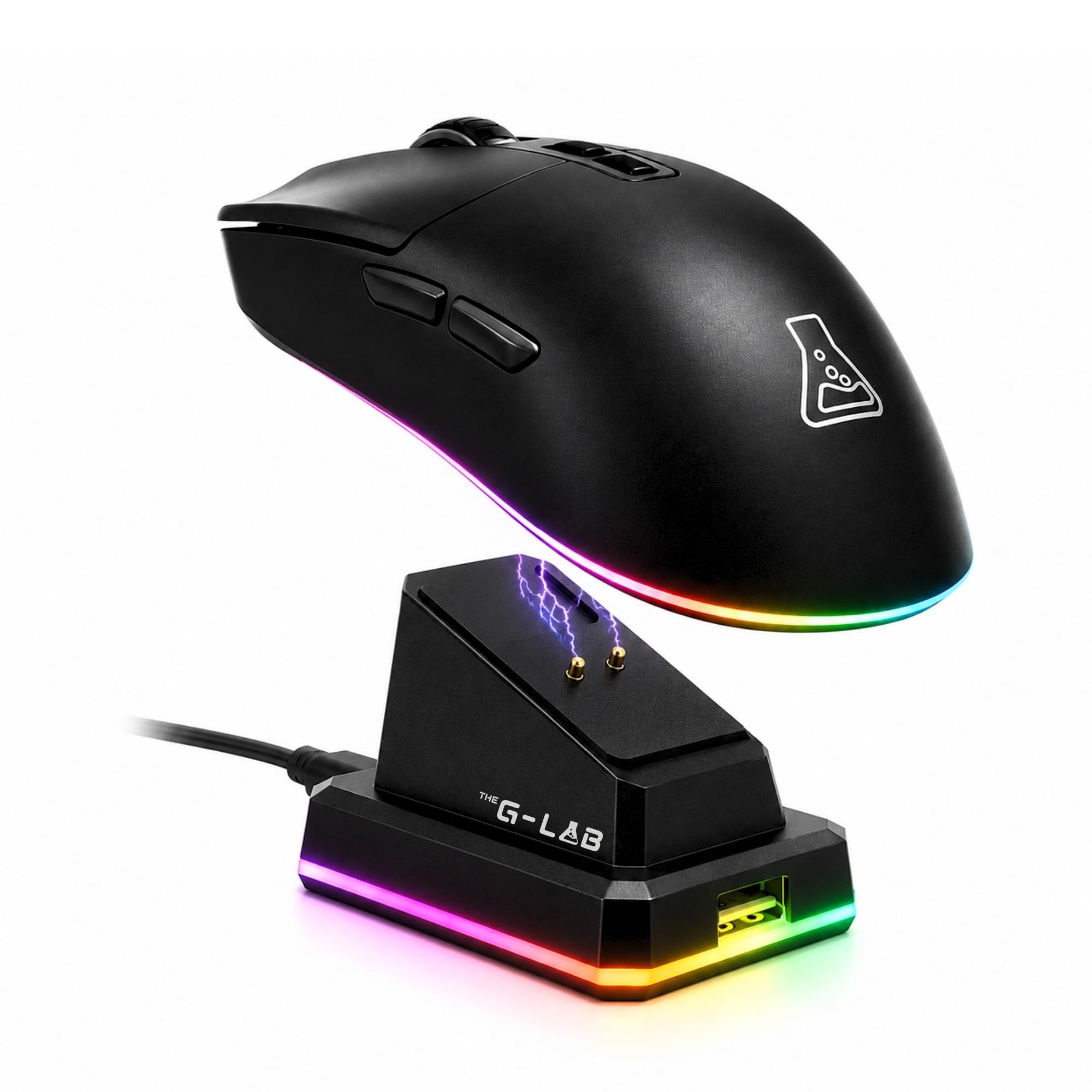 The G-Lab Kult Silicium Pro Souris Gamer sans Fil 12000 DPI Dock de Charge