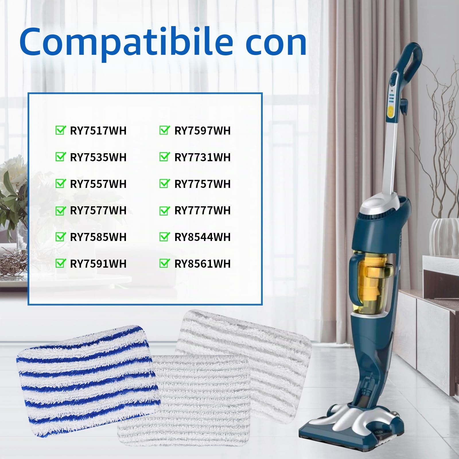 6 Pezzi Panni in Microfibra ZR850002 ricambio per Rowenta Clean & Steam ZR850002 ZR005801 ZR005804 Panni lavabili per Rowenta RY7xxx RY8xxx