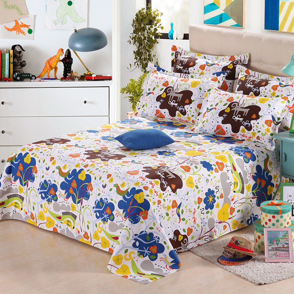 Draps en coton 180x230cm imprimé B pour lit simple et dortoir
