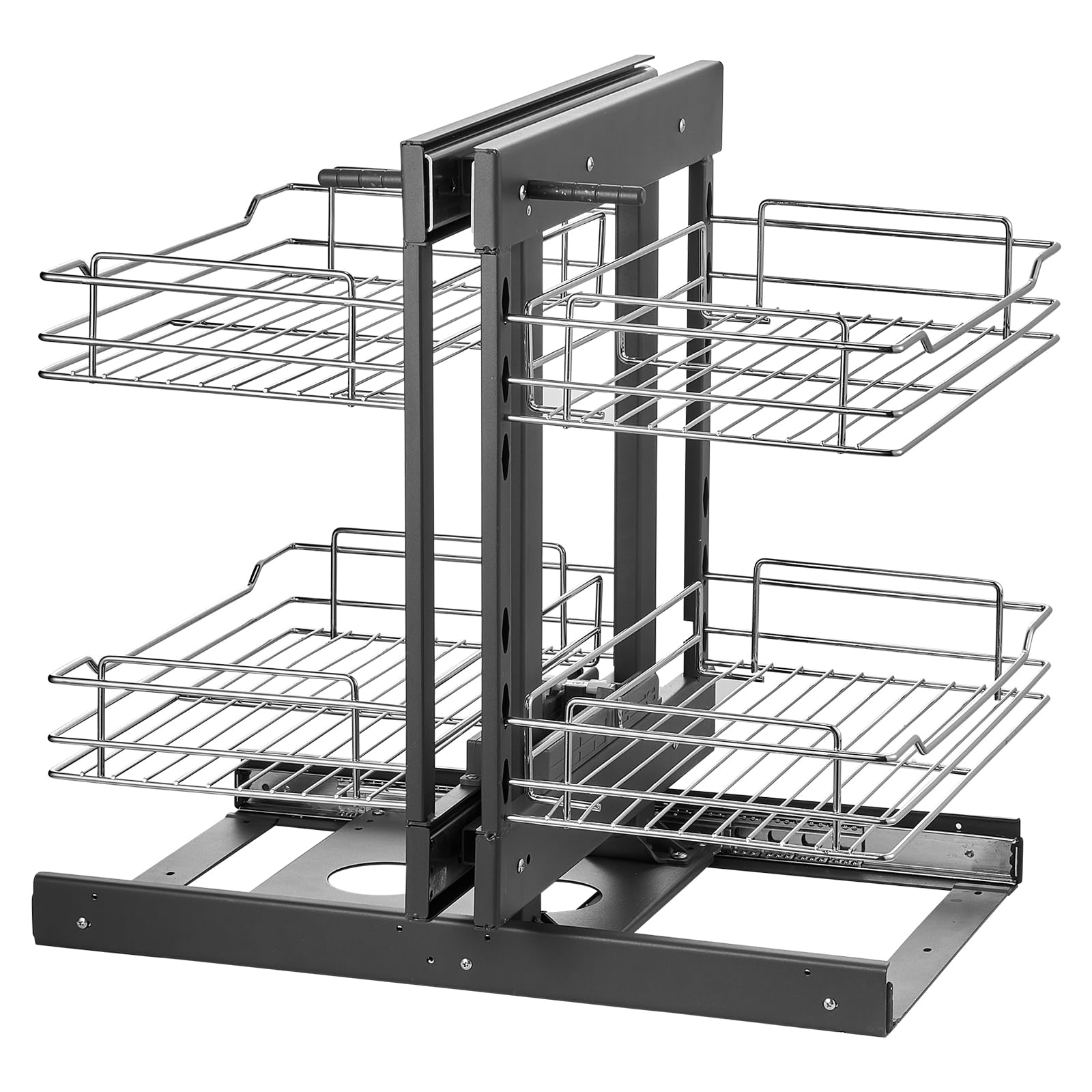VEVOR Cieco Angolo Estraibile Organizzatore, 2 Ripiani 4 Ripiani Organizer per Mobile da Cucina, Cestino Portaoggetti in Acciaio al Carbonio Cromato con Apertura a Sinistra Destra 420 x 265 x 90 mm