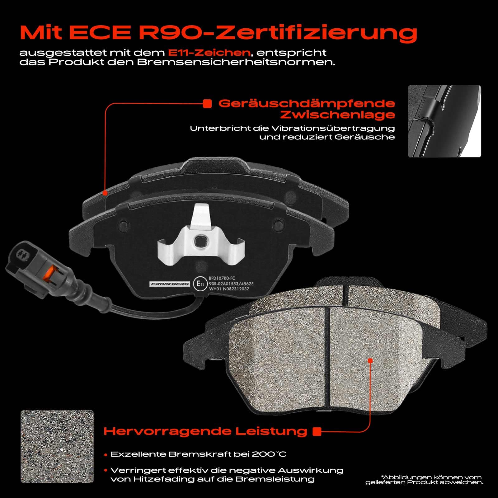 Frankberg Bremsensatz inkl. 2x Bremsscheiben + 4x Bremsbeläge Vorne Kompatibel mit Golf VI 5K1 Golf V 1K1 Golf VI Variant AJ5 Yeti 5L Replace# JZW615301J,5C0615301A