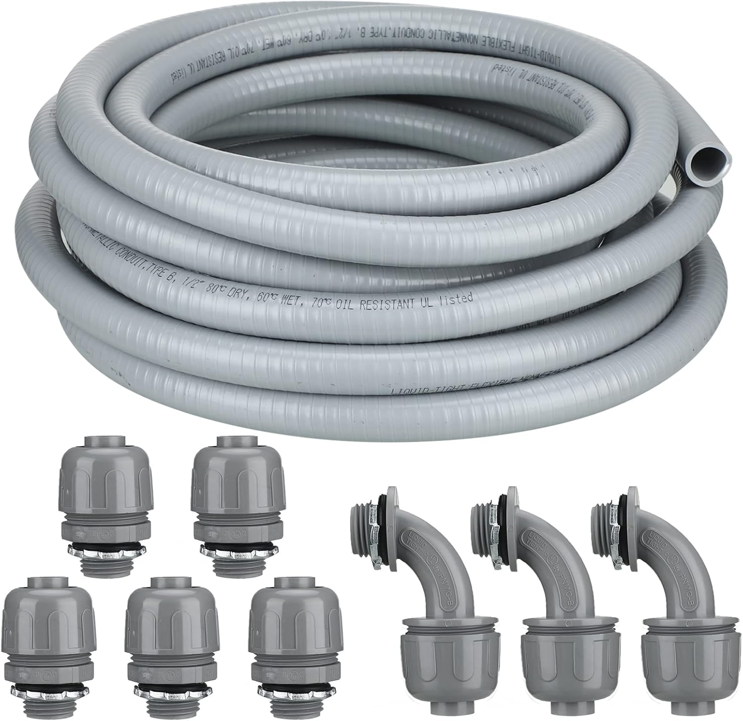 Electrical Conduit and Connector Kit Flexible Liquid Tight Electrical