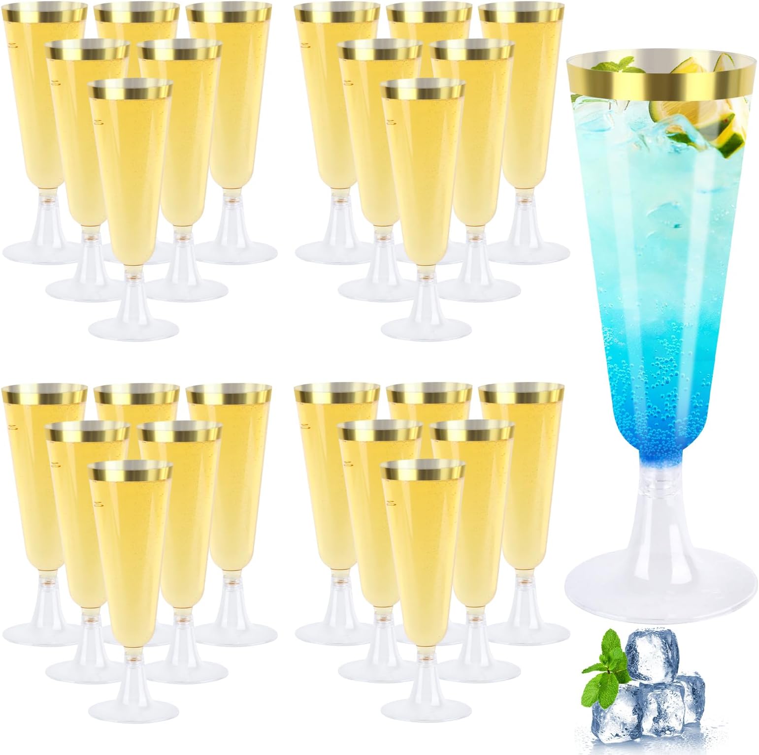 Flauti da Champagne in Plastica,25 Pezzi Flute da Champagne in Plastica