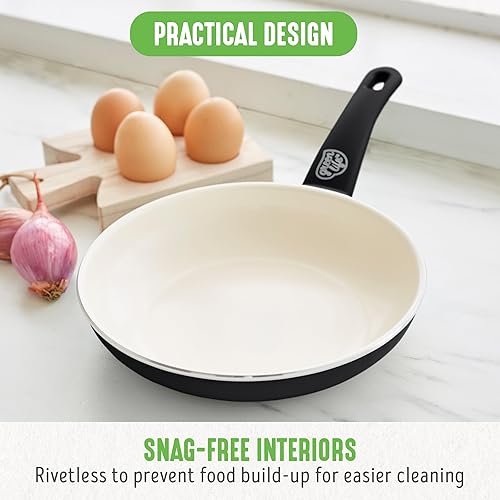 Miniatura 8 de GreenLife Soft Grip - Juego de utensilios de cocina de 8 pulgadas para freír y espátula, cerámica antiadherente sin PFAS, espátula de silicona con