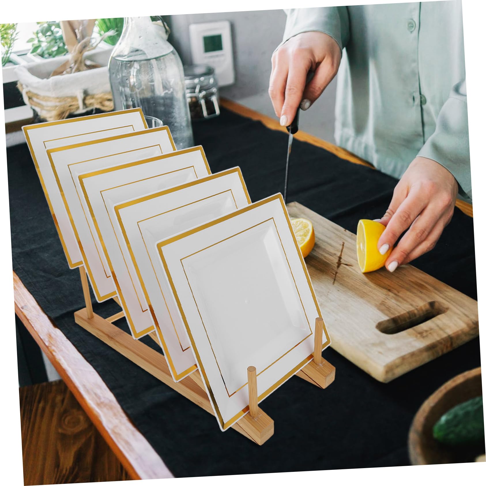 VALICLUD Multi Functional Kitchen Draining Bowl Rack Space Saving Plate Saucer Storage Holder for Countertop Organization and Efficient Water Drainage for Decor