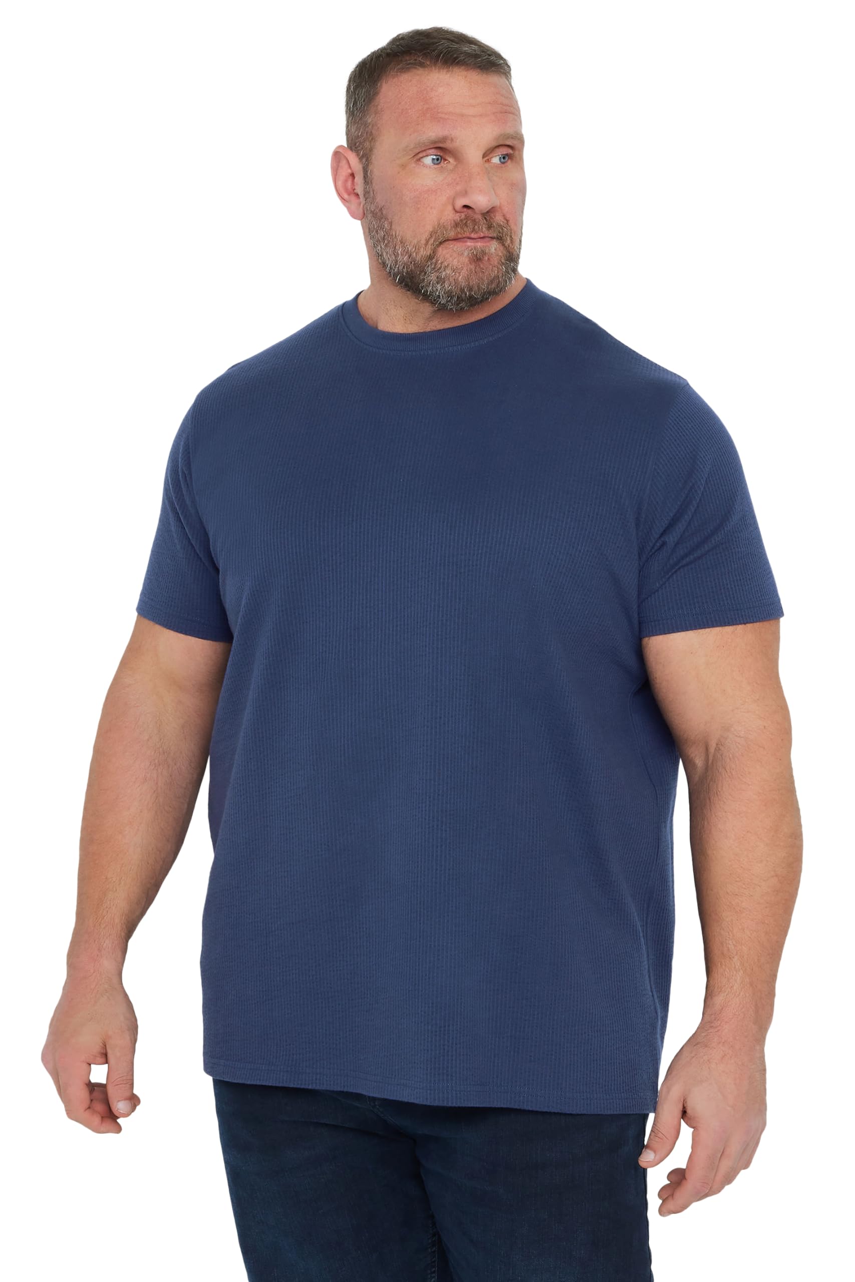 BadRhino Big & Tall Navy Seersucker Textured T-Shirt - Men's - Plus Size Curve