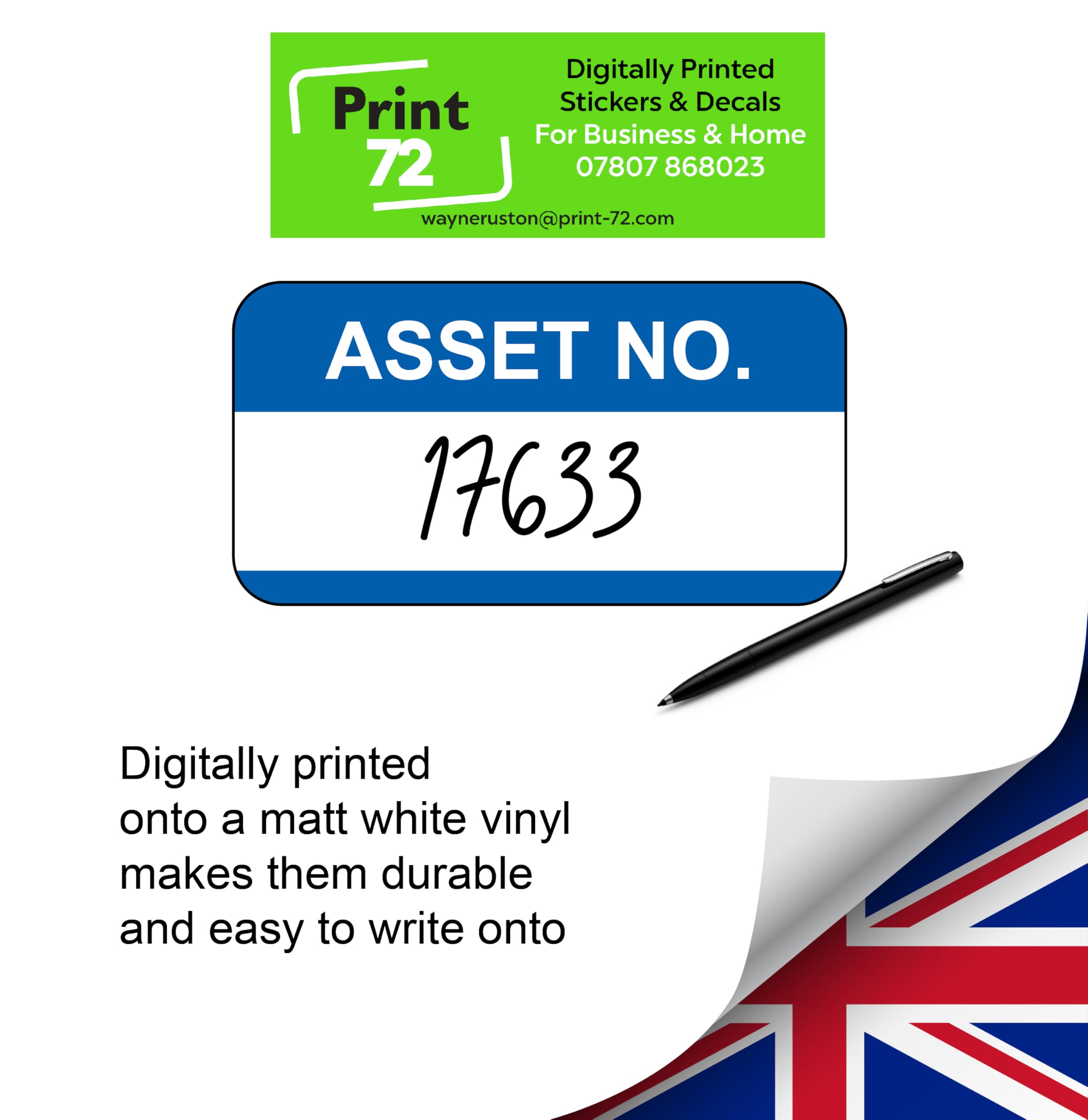 Asset Number Quality Control Labels- 250 Stickers 38mm x 22mm Blue - Image 3