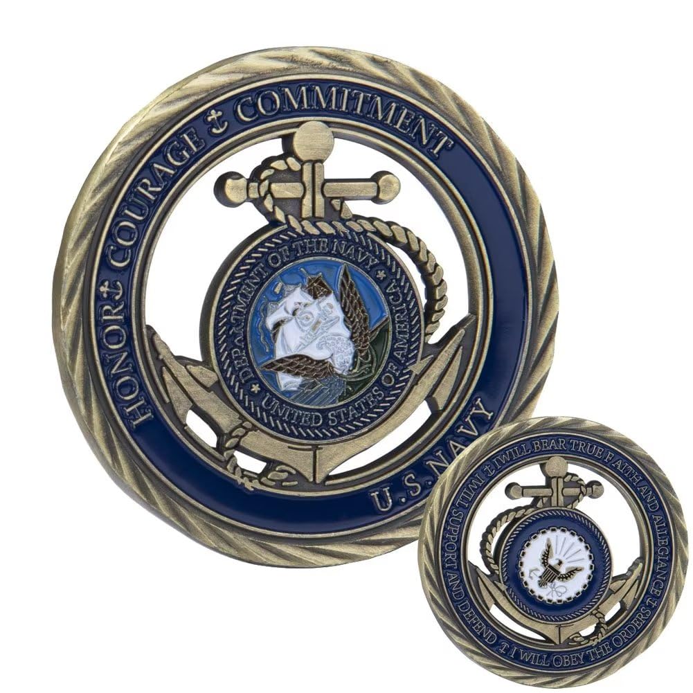 YIQILAFADA U.S. Navy Core Values Challenge Coin for Souvenir Gift