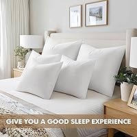 Vista 8 de MIULEE Juego de 2 insertos para almohada de 20x20 pulgadas, insertos para almohada 100% relleno virgen no tejido para sofá, sofá cama, sala de estar
