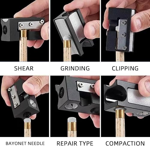 Miniatura 7 de Scott Edward Moldeador de punta de taco de piscina de aluminio 8 en 1, herramienta de accesorios para tacos de billar, herramienta de reparación de