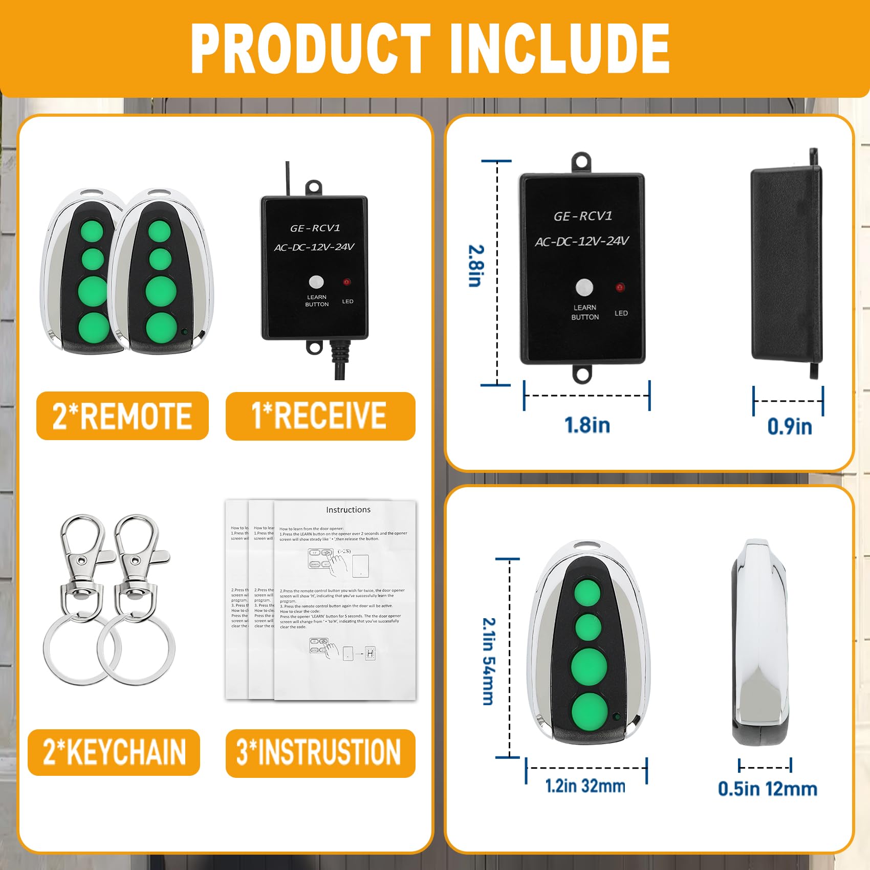 ERM12 - Receptor externo universal con 2 mandos a distancia | Compatible con abridores de puertas TOPENS, para abridores automáticos de puertas correderas y abridores de puertas de garaje