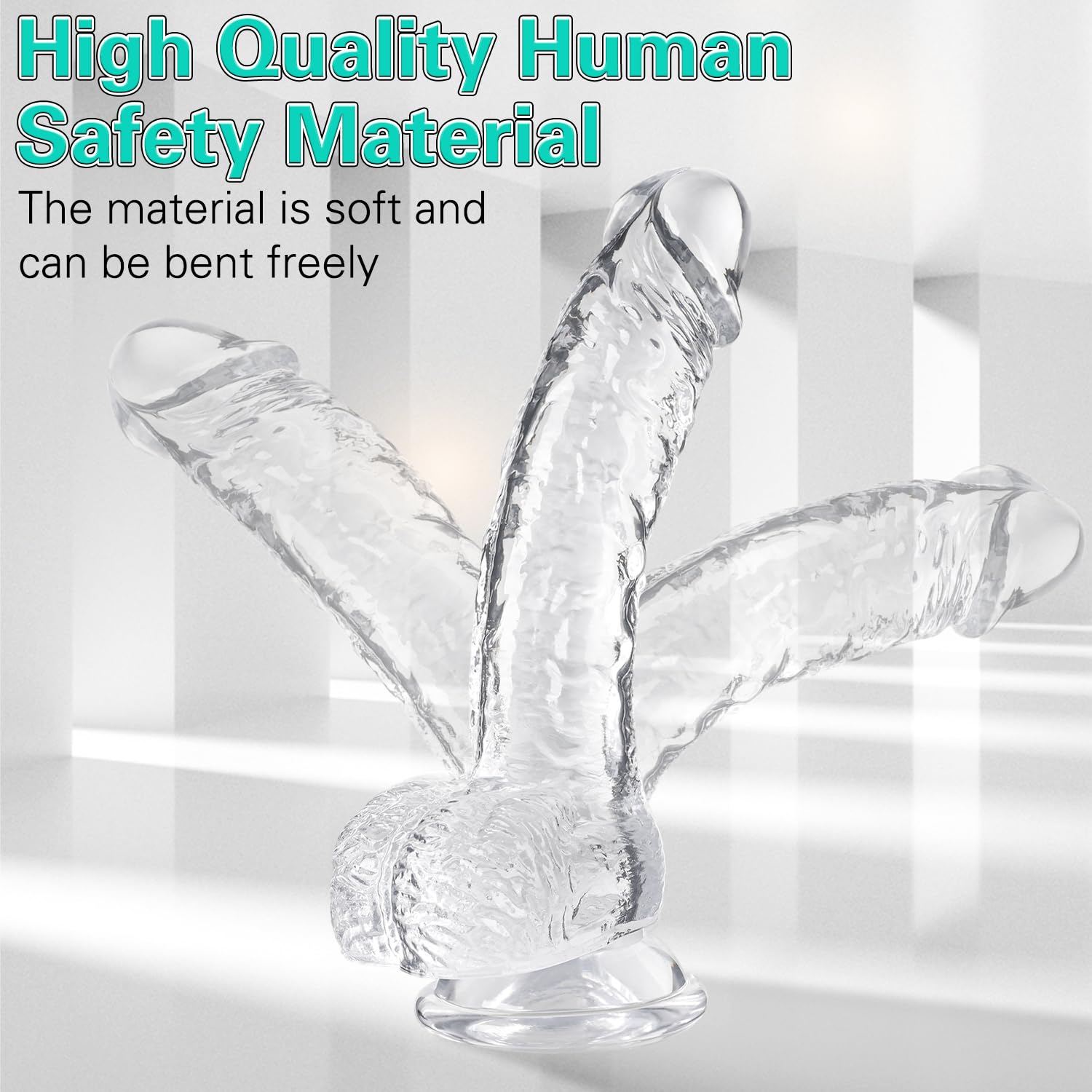 Clear Realistic Dildo, 7.3 Inch Feels Like Skin Body-Safe Material, with Strong Suction Cup for Hands-Free Play, Adult Sex Toys Suitable for Women Men Gay & Couple: L1 Clear