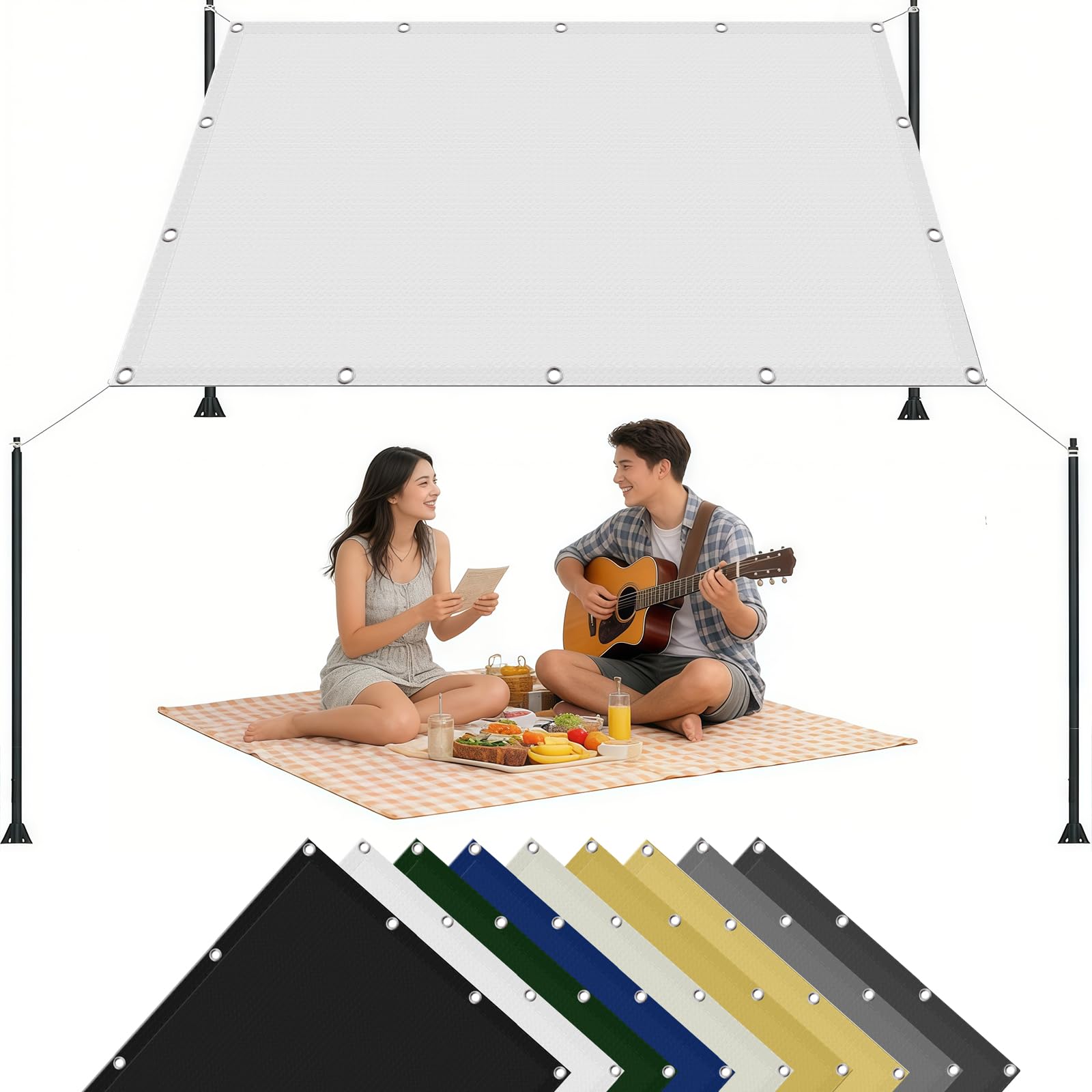 Toile Ombrage 430 x 600 cm Imperméable | Protège de la Chaleur et de la Pluie
