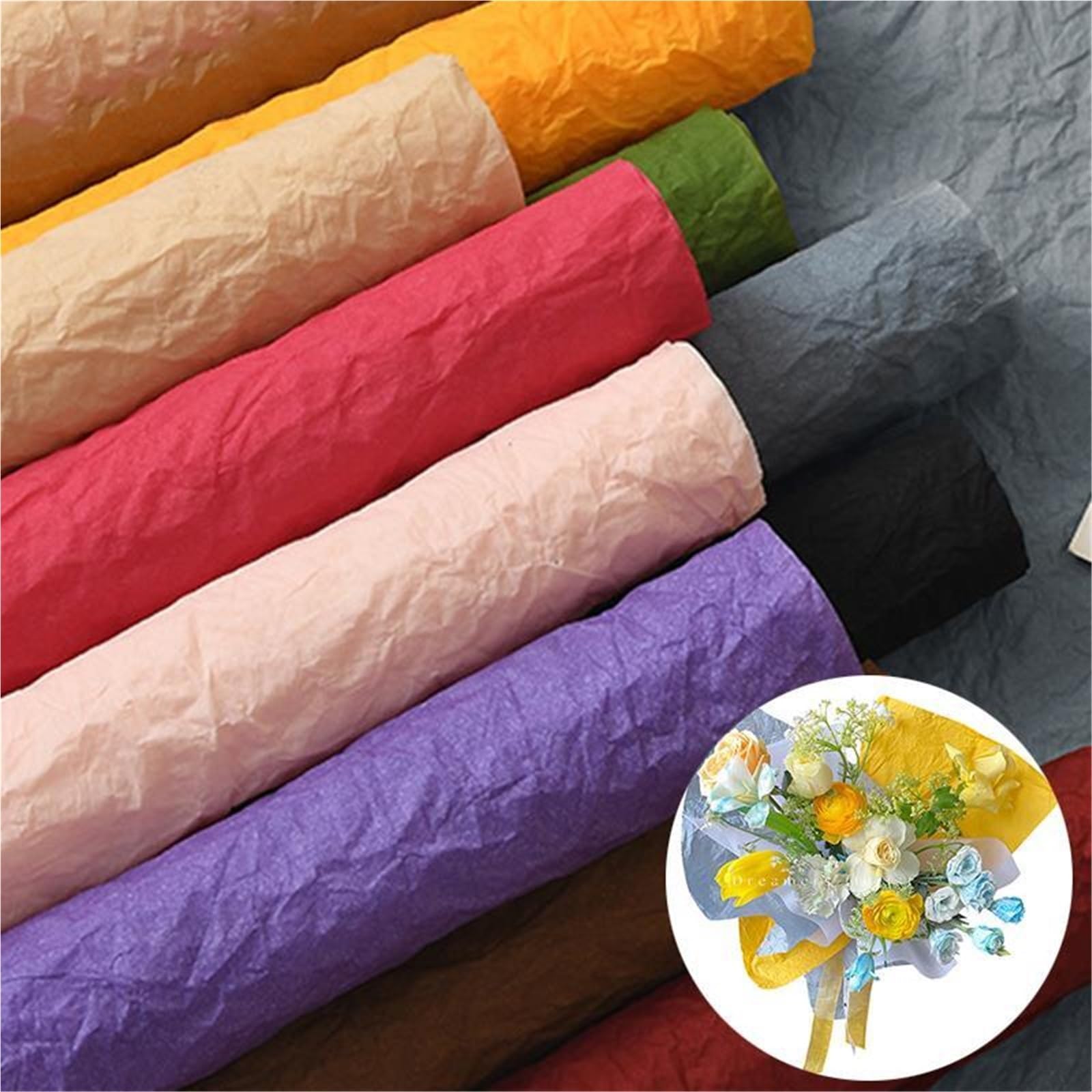 Blumengeschenk-Dekopapier, Geschenkpapier, 7 Stück, 53 x 53 cm, mehrfarbig(Lightbrown)