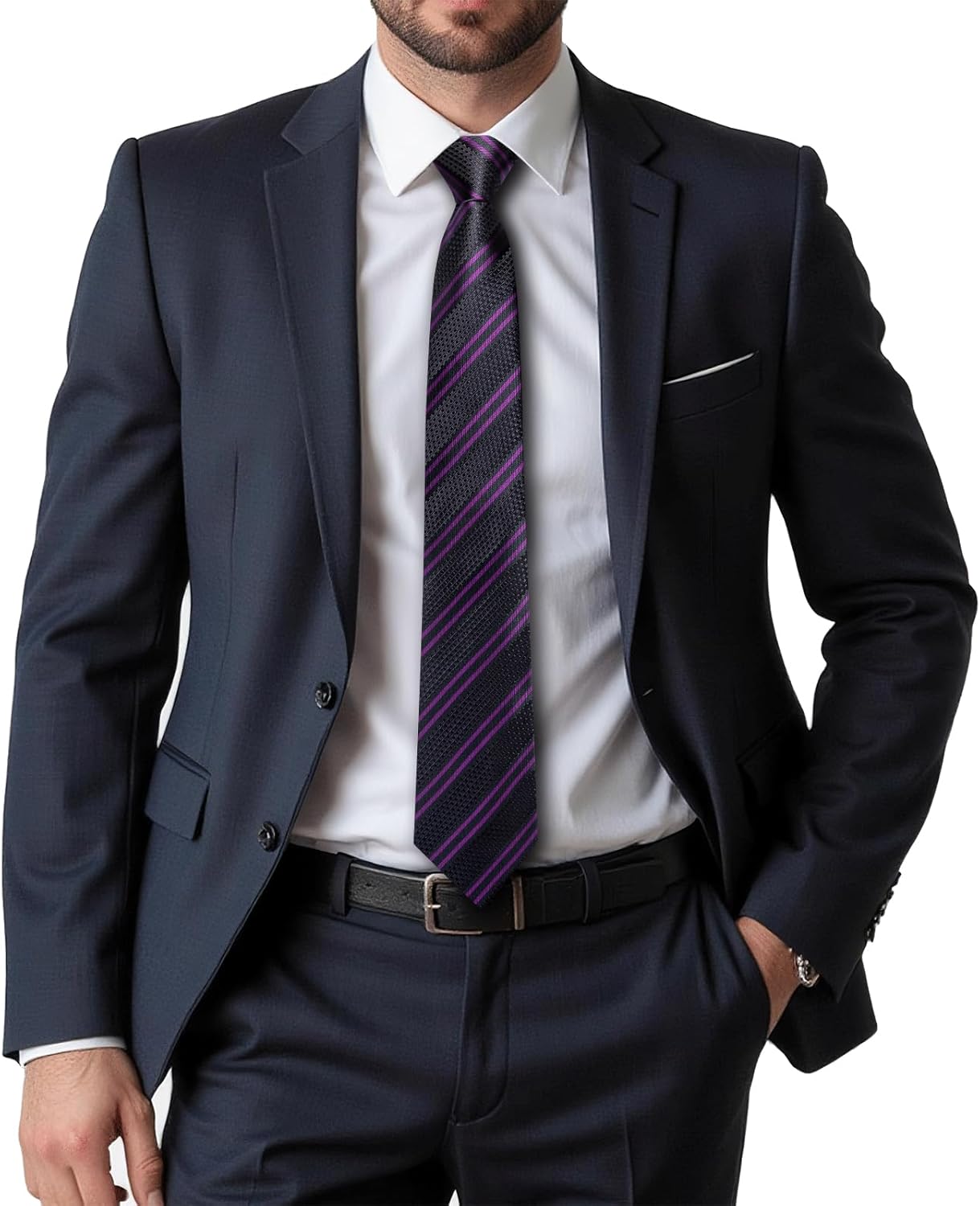 Dubulle Ties for Men Silk Mens Paisley Floral Striped Necktie and Handkerchief Cufflinks Wedding - Image 2