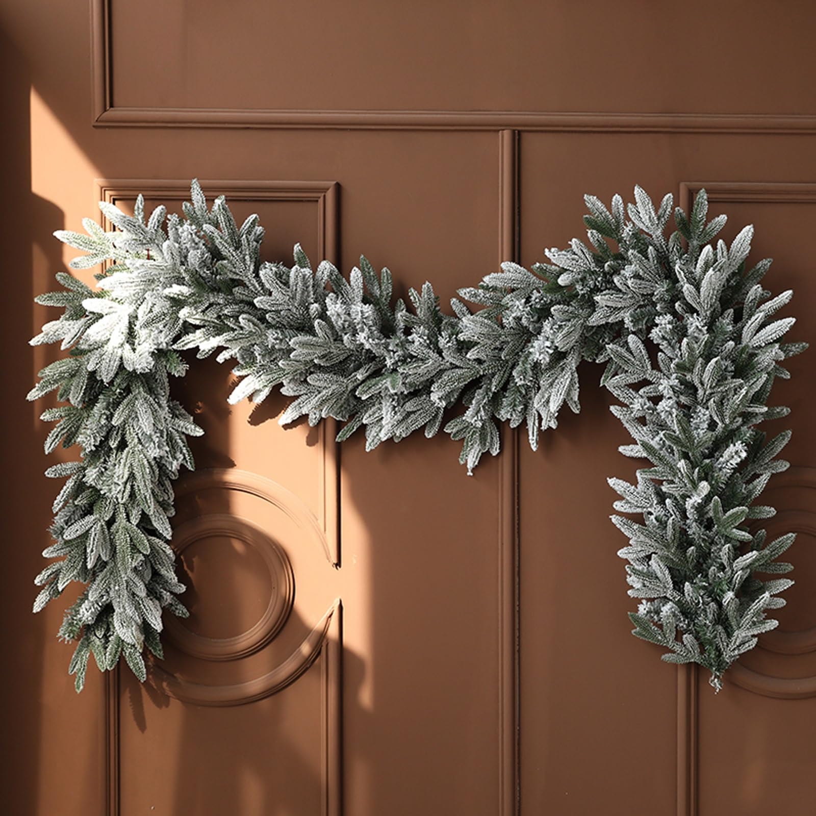 OPFdfhDFH Christmas wreaths, 9 FT Flocked Garland, Realistic Snow Effect, Eco-friendly Encryption Pine for Table, Mantle, Wall, Indoor, Outdoor Christmas Decorations