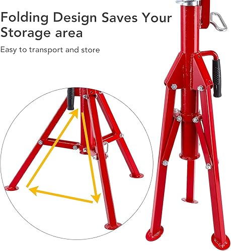 Miniatura 4 de PioneerWorks Soporte de tubo con cabeza en V, altura ajustable de 28-52 pulgadas, capacidad de carga de 2500 libras, capacidad de 1/8"-12", cuerpo