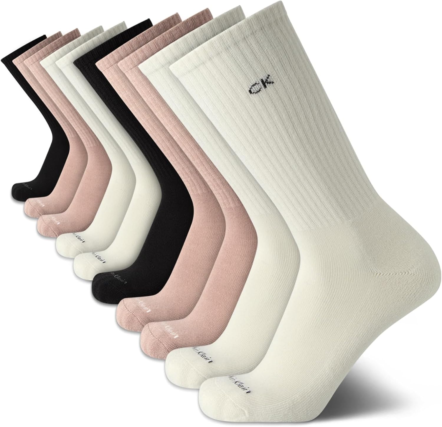Calvin Klein Mens Crew Socks - 10 Pack Cushioned Athletic Performance Breathable Running and Sports Crew Socks for Men