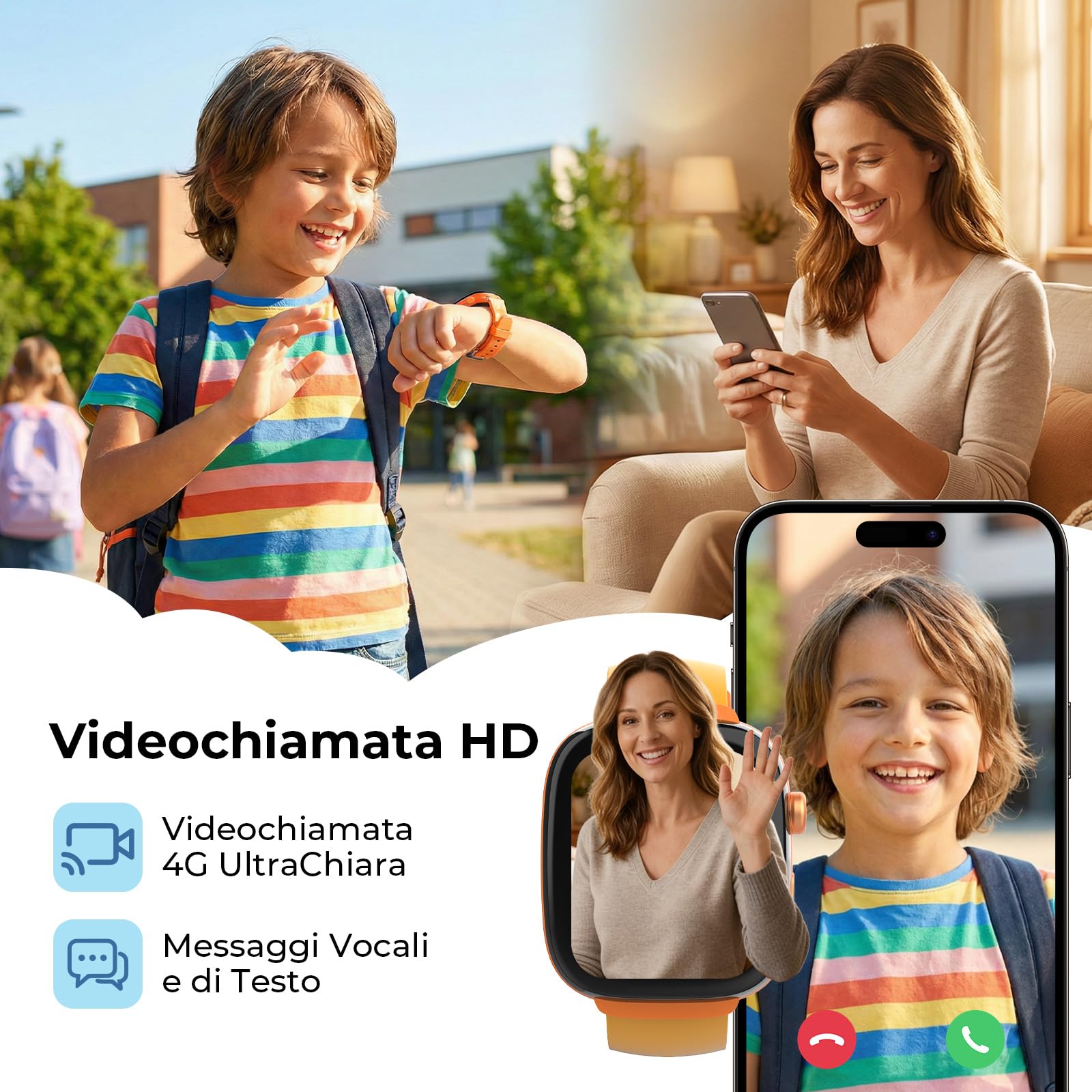 Smart Watch per bambini MX3 | Videochiamata 4G LTE e GPS Tracker | Pulsante SOS e Zone Sicure | Modalità Classe e Controlli Parentali, Registro Compiti e Umore, IP68, Smartwatch per bambini dai 4 ai