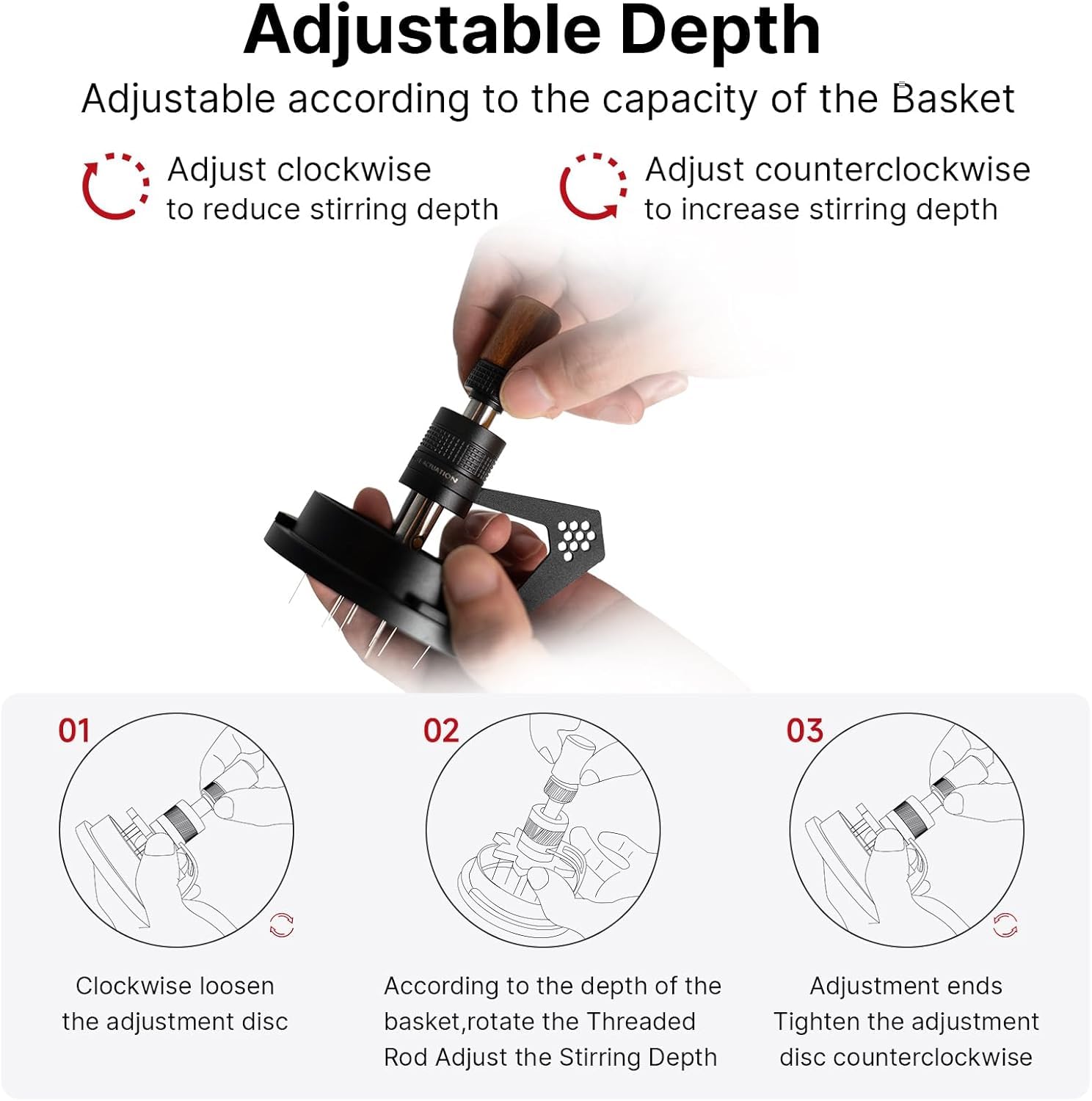 IKAPE Mantis WDT Herramienta de distribución, V3-58.5 mm, herramienta de distribución de agitador de espresso para barista, agitador de espresso de 8 agujas con embudo dosificador y soporte, altura de