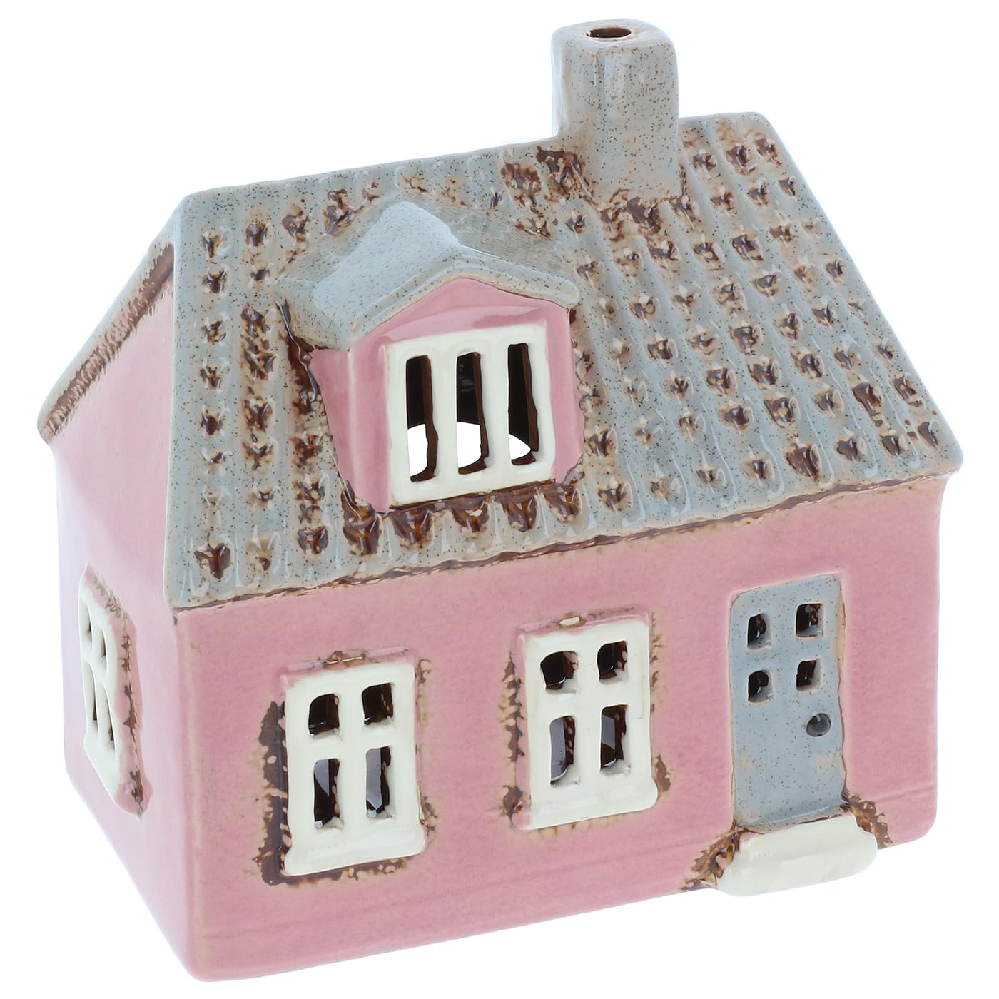 Shudehill Giftware Pink Village Pottery Ceramic Tealight Holder Tile And Brick Pastel House Collection (Pink)