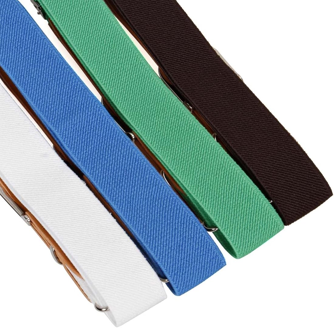 BMC Boys 4pc Assorted Color Adjustable Elastic Band With Leather Loop Belt Set