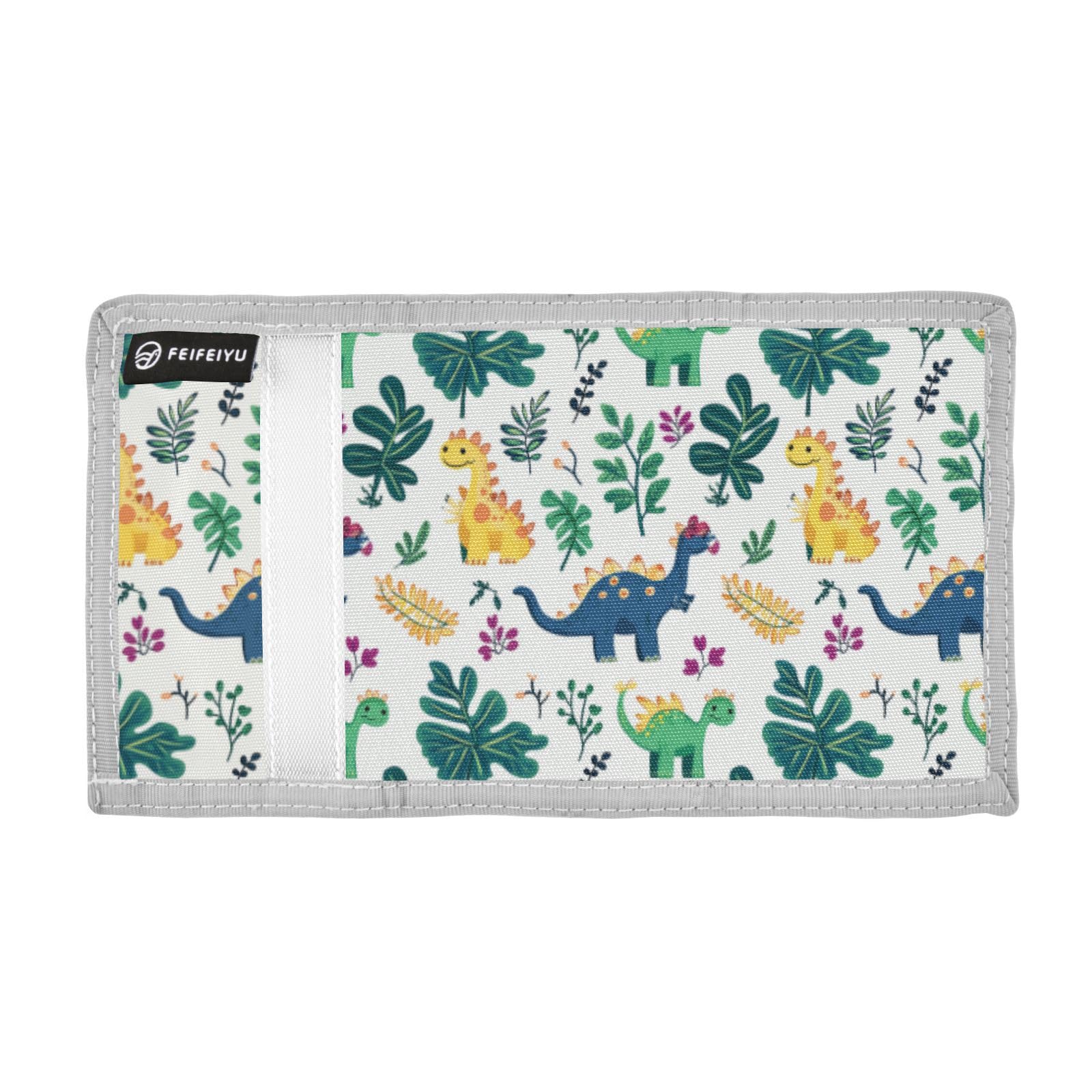 Wusikd Cute Dinosaur Kids Wallet for Boys Girls Leaves Plam Toddler Trifold Wallet Novelty Wallet for Teens Women Men