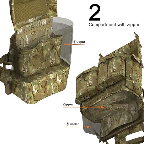 Miniatura 5 de MT MIlitary FILBE Mochila principal del ejército táctico de asalto con sistema de marco de curva externa Multicam