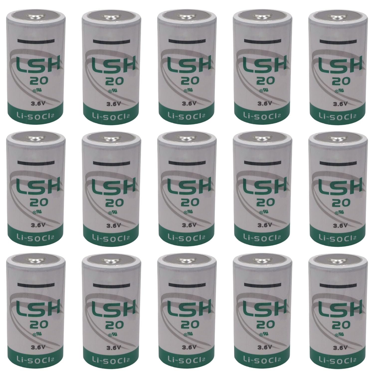 LINHUPAK (15 Pack) LSH20 3.6V D Lithium Thionyl Chloride Battery 13000mA LSH 20 Battery Non-Rechargeable