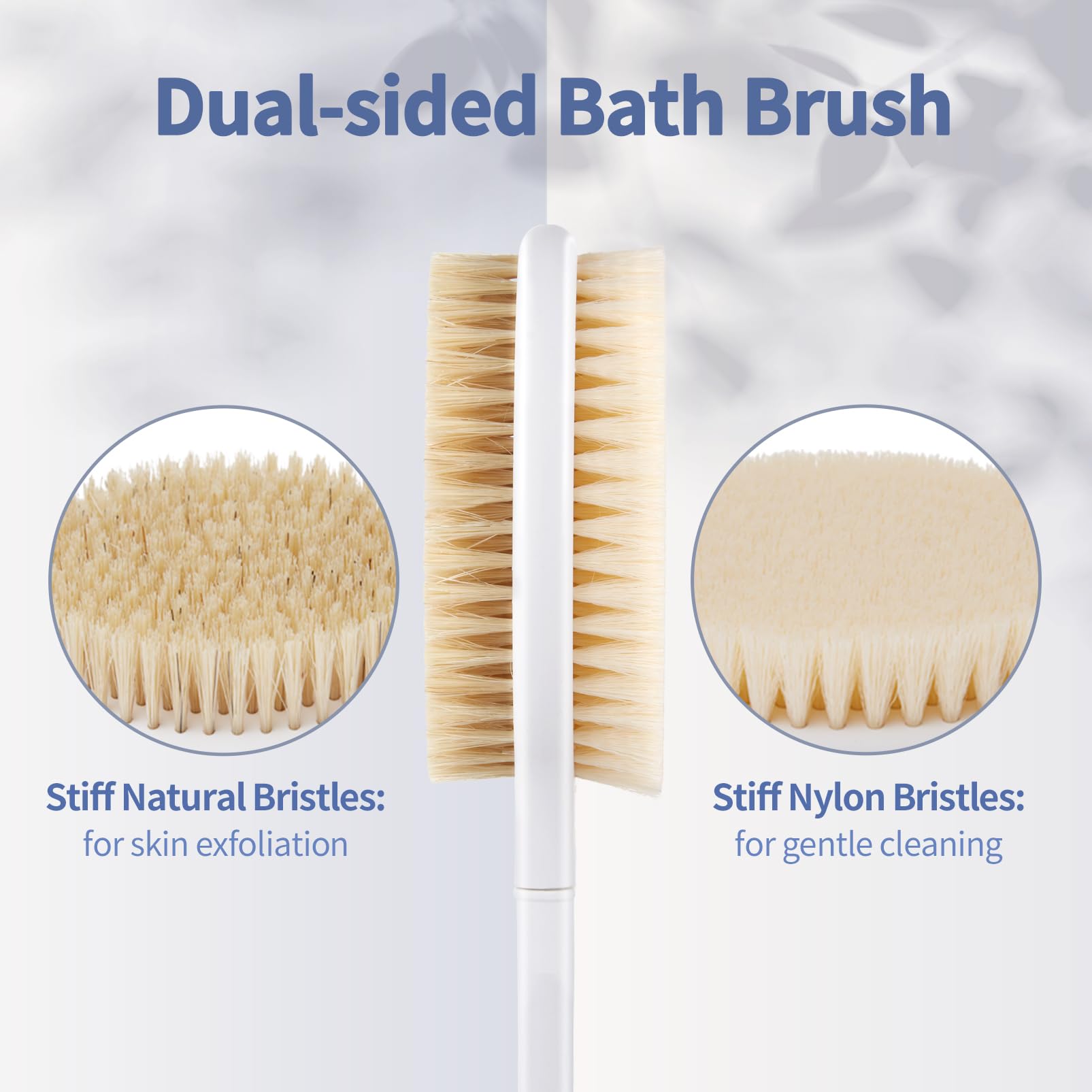 Back Scrubber Body Shower Brush: Anti Slip Long Handle Bath Brush with Stiff and Soft Bristles - Image 3