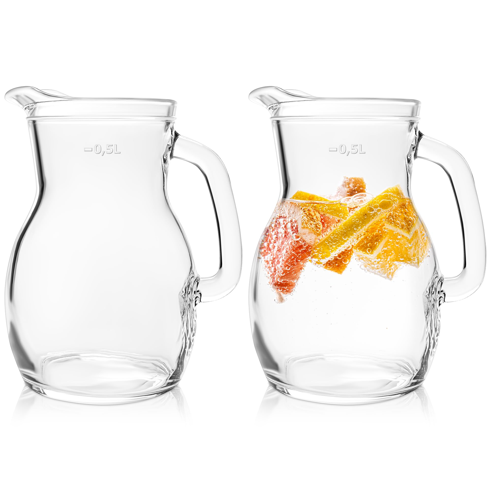 KONZEPT Wasserkrug aus Glas, 500 ml, 2 Stk., mit ergonomischem Griff