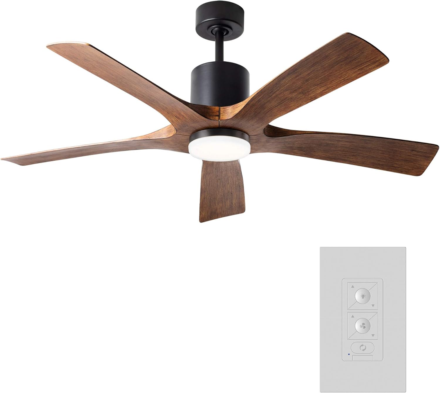 Uр Tо 50% оƒƒ Aviator Indoor and Outdoor 5-Blade Smart Ceiling Fan 54in Matte Black Distressed Koa with Wall Control (Light Kit Sold Separately)