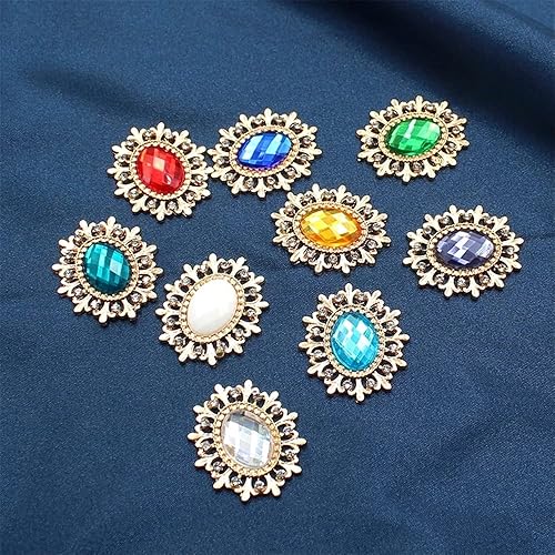 Miniatura 6 de 10 botones de diamantes de imitación de 1.102 x 0.984 in para costura, adornos de espalda plana, botón decorativo para ropa, manualidades de