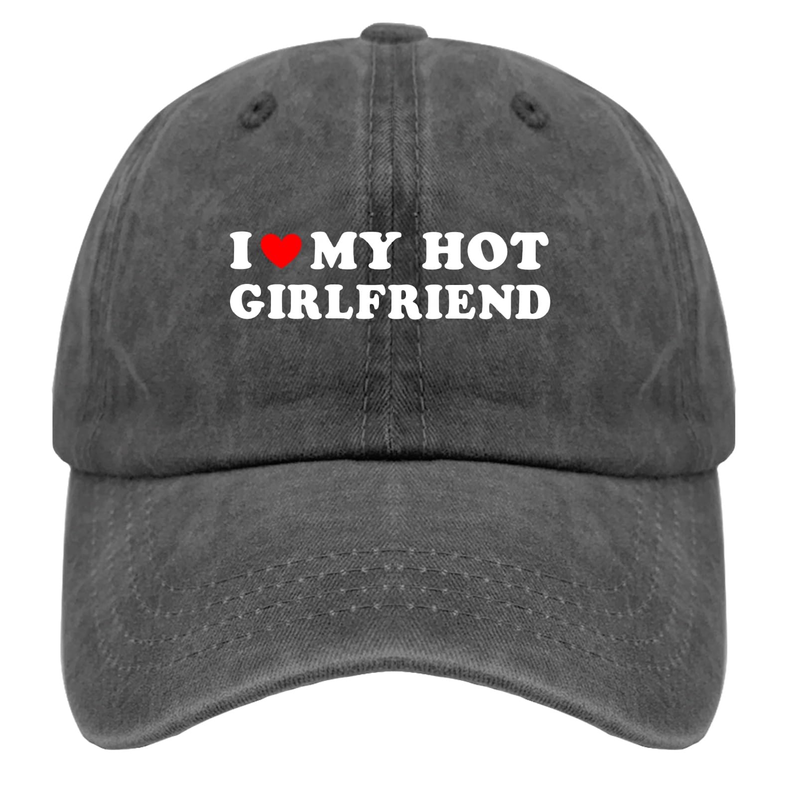 I Love My HOT Girlfriend Hats Custom Hats Pigment Black Womens Bucket Hat Gifts for Her Golf Hats