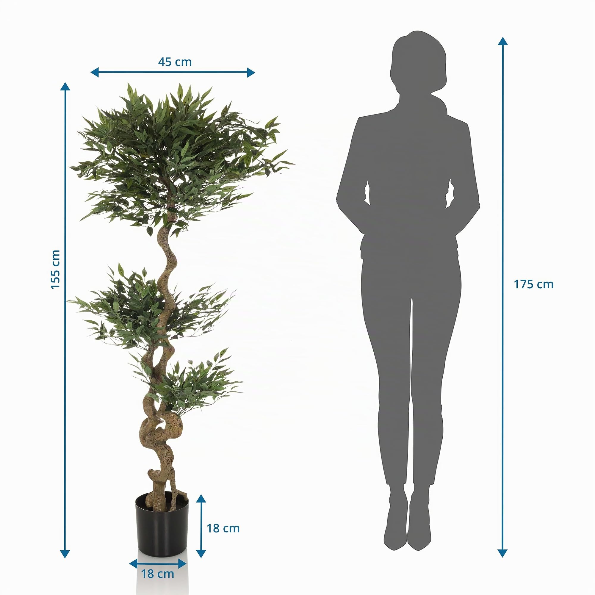 hjh OFFICE Planta Artificial Acacia Planta Artificial Decorativa 155 cm, Easy-Care Artificial Tree, Green 871054