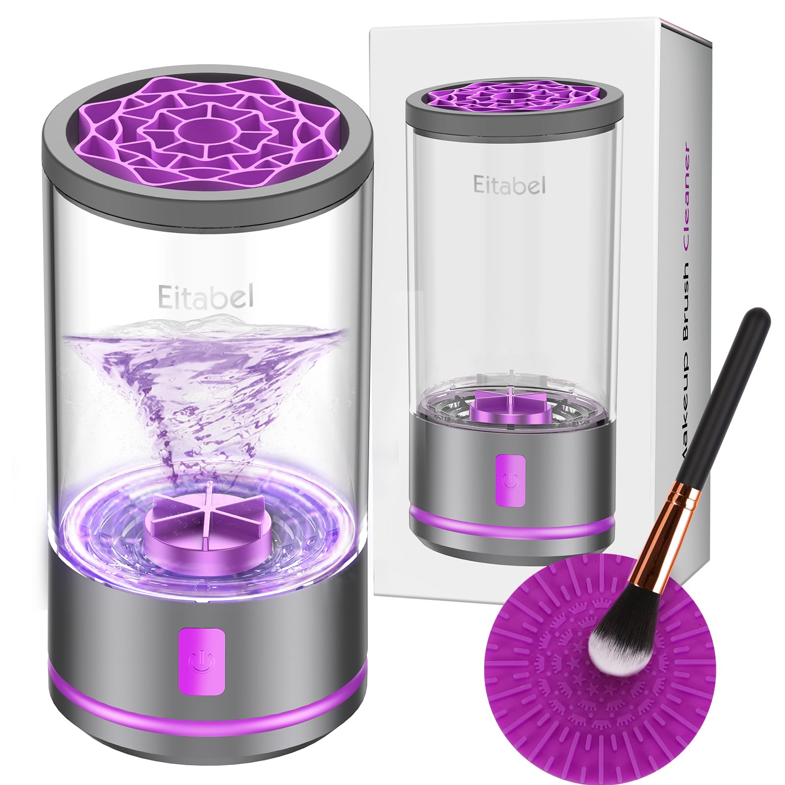 Máquina eléctrica limpiadora de brochas de maquillaje, combinada secadora y lavadora de brochas 2-en-1, limpiador giratorio automático para brochas y esponjas de maquillaje
