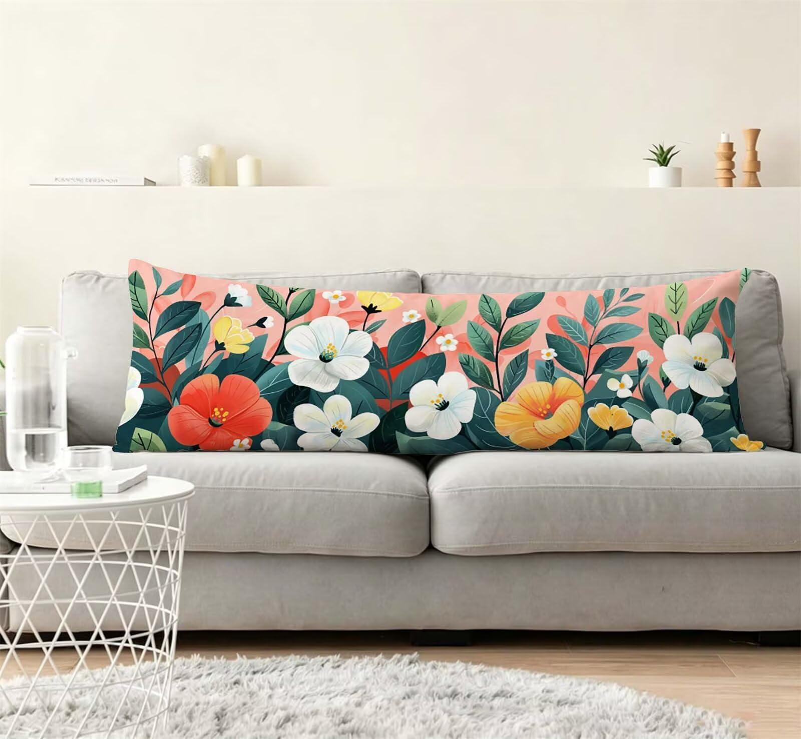 Fodera Cuscino 55 x 160 cm, Aiuola-1 Lino Cuscini per Divano Letto,