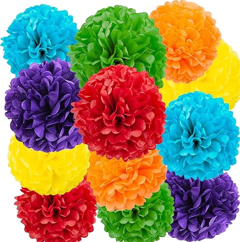 Decoración de pompones de papel para colgar de pañuelos de arcoíris pompones de papel para colgar bola de flores boda fiesta de cumpleaños baby