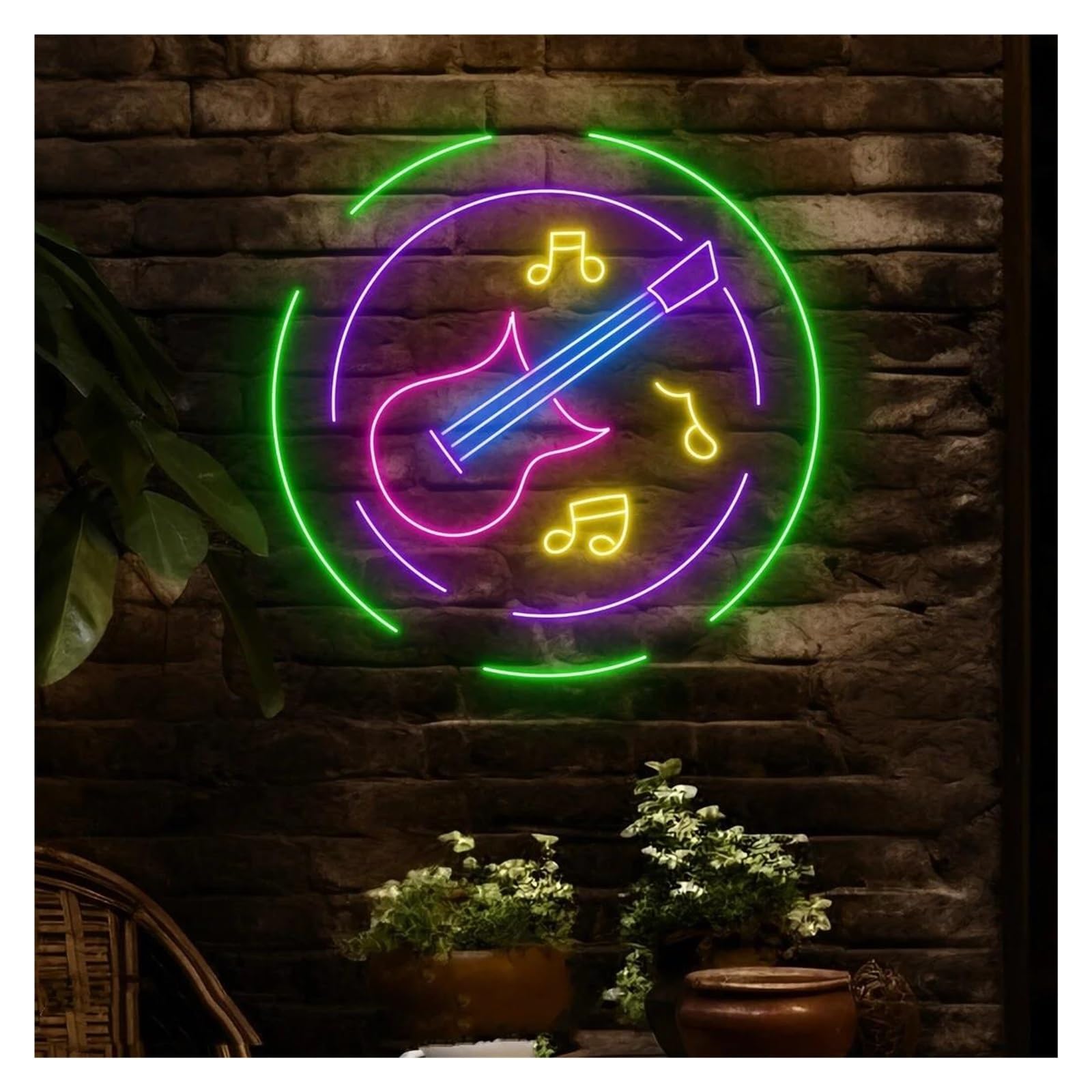 Luci al Neon Da Parete Insegna Al Neon Per Musica Per Chitarra Per Esibizioni Musicali Decorazioni Per Negozio Di Chitarre, Studio Musicale, Lampade Decorative Da Parete,45cm